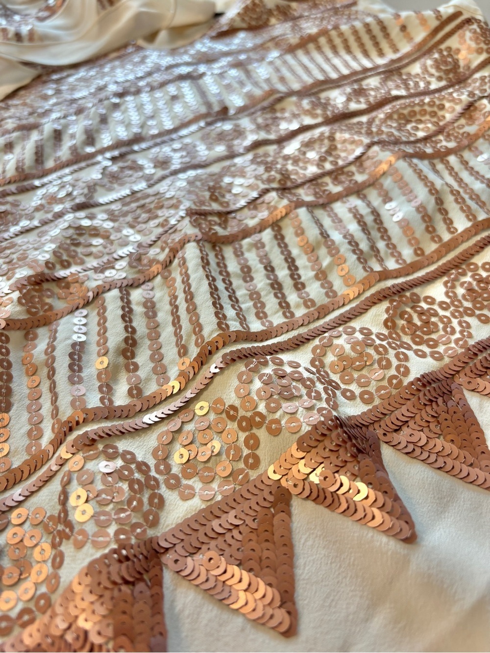 NWT bebe Euro Summer Sequin Halter Top Size Small Silk Rose Gold Tank Statement